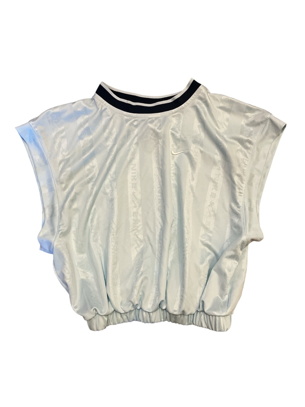 Nike NSW Collection Blue Jacquard Cropped Jersey Top Muscle Tee Extra-Small XS